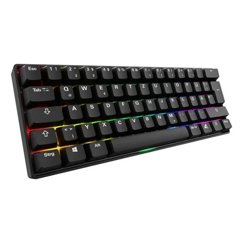 Teclado Sharkoon SKILLER SGK50 S4 Gen2 compacto 60% com switches Gateron Yellow RGB alemão