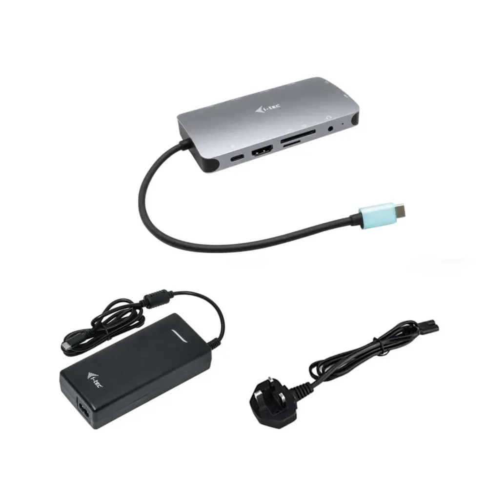 Docking Station i-tec Metal Nano USB-C HDMI/VGA + LAN com alimentação até 100W + Carregador 112W