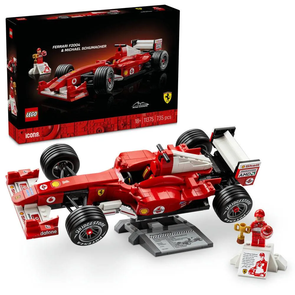 LEGO Icons: Ferrari F2004 & M.Schumacher | Idades 18+ | 735 Peças | Item 11375