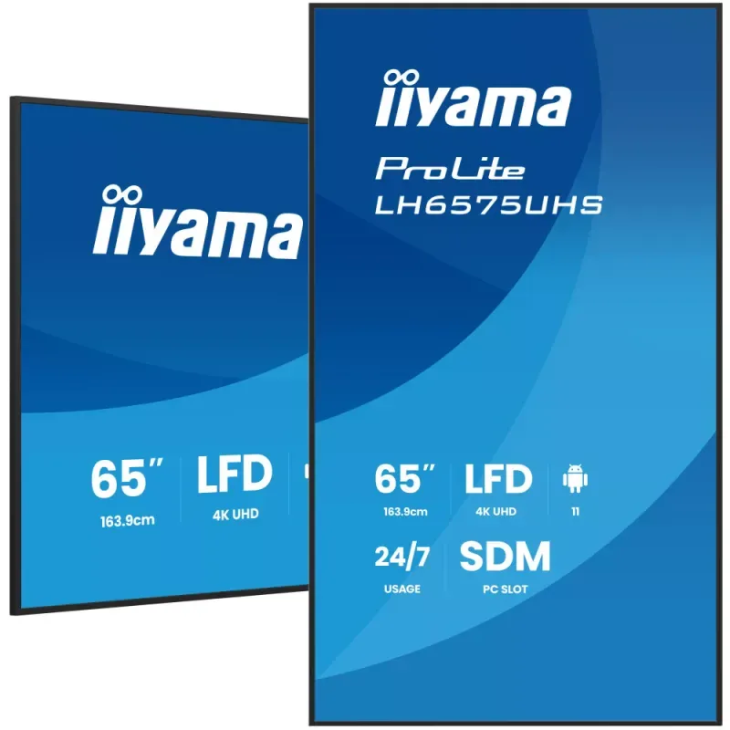 iiyama ProLite LH6575UHS-B2AG - 65" Classe Diagonal (64.5" visível) ecrã LCD com luz de fundo LED - sinalização digital - com leitor multimédia incorporado, PC com ranhura SDM - 4K UHD (2160p) 3840 x 2160 - preto ( (bisel), acabamento mate