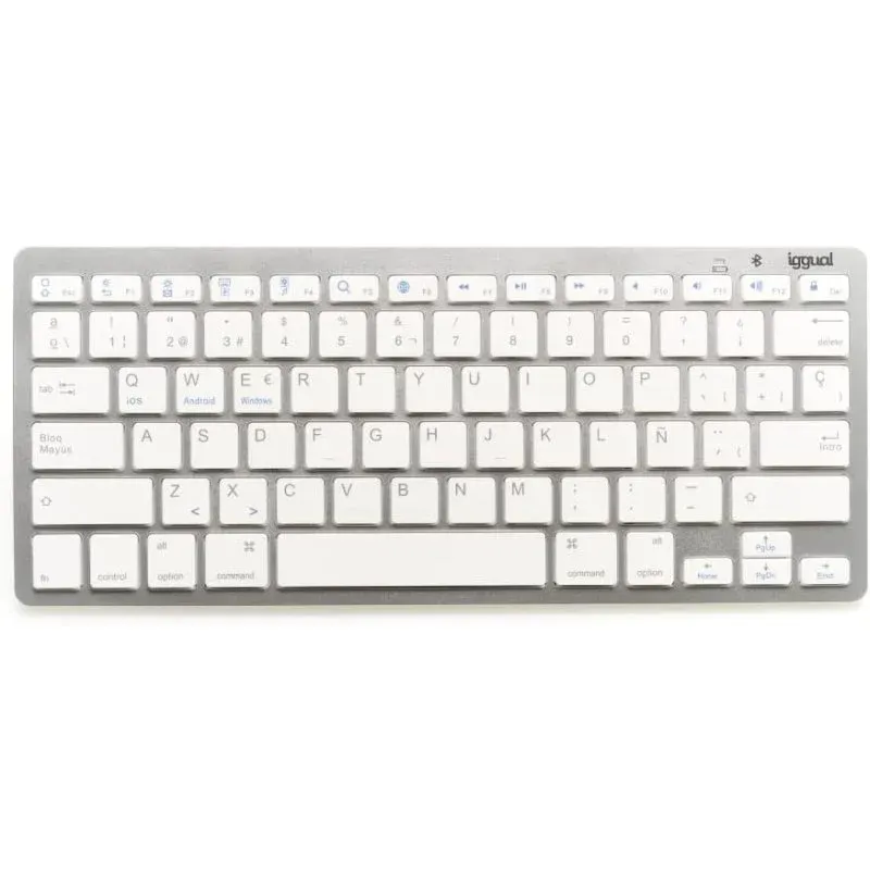 Teclado iggual TKL-BK mini Bluetooth sem fio QWERTY espanhol prata