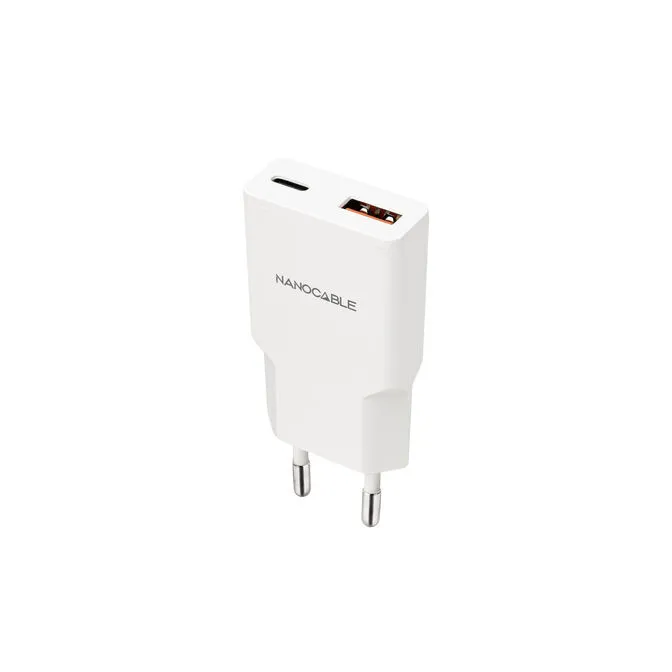 Carregador Nanocable USB-C/PD + USB-A/QC 25W, Branco