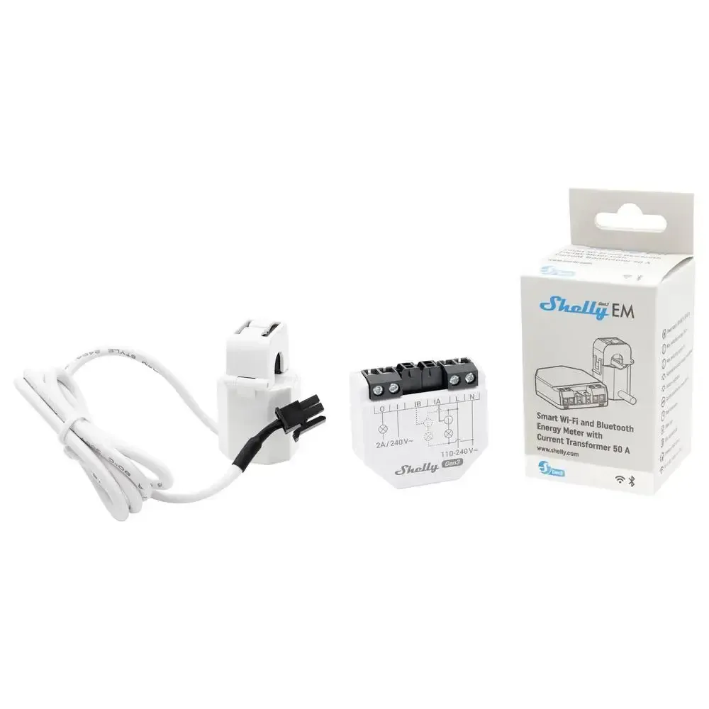 Módulo Automação Shelly EM Gen3 + 50A CT - Medidor de Energia Inteligente – 2 Canais