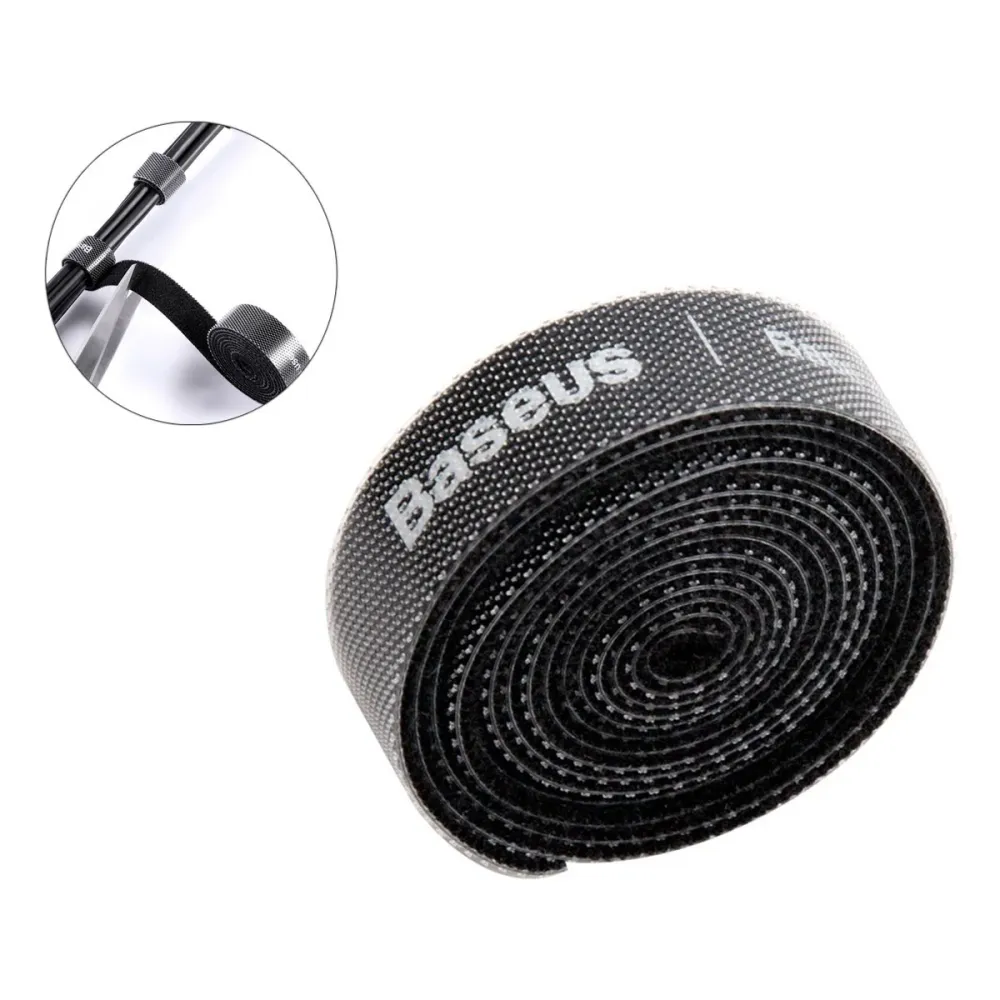 Organizador de Cabos em Velcro Baseus 1m Preto