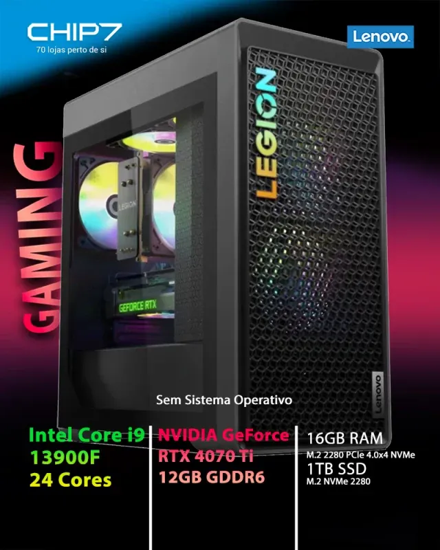 Computador Lenovo Legion T5 Gaming 26IRB8-351 i9-13900F SSD1TB/16GB RTX 4070 Ti FreeDOS
