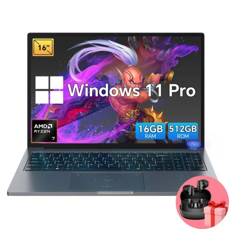 Blackview GamiBook 8 AMD Ryzen 7 7735HS 16GB 512GB SSD Ecrã 16" Windows 11 Pro Auriculares