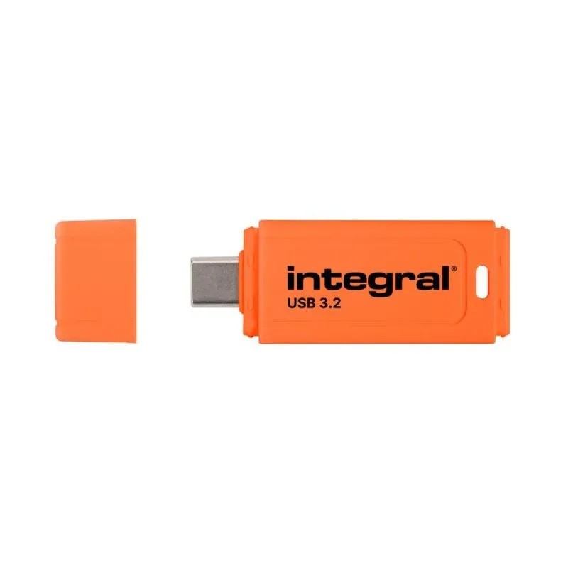 Pen Drive Integral Neon-C 128GB USB-C 150MB/s Preto Laranja