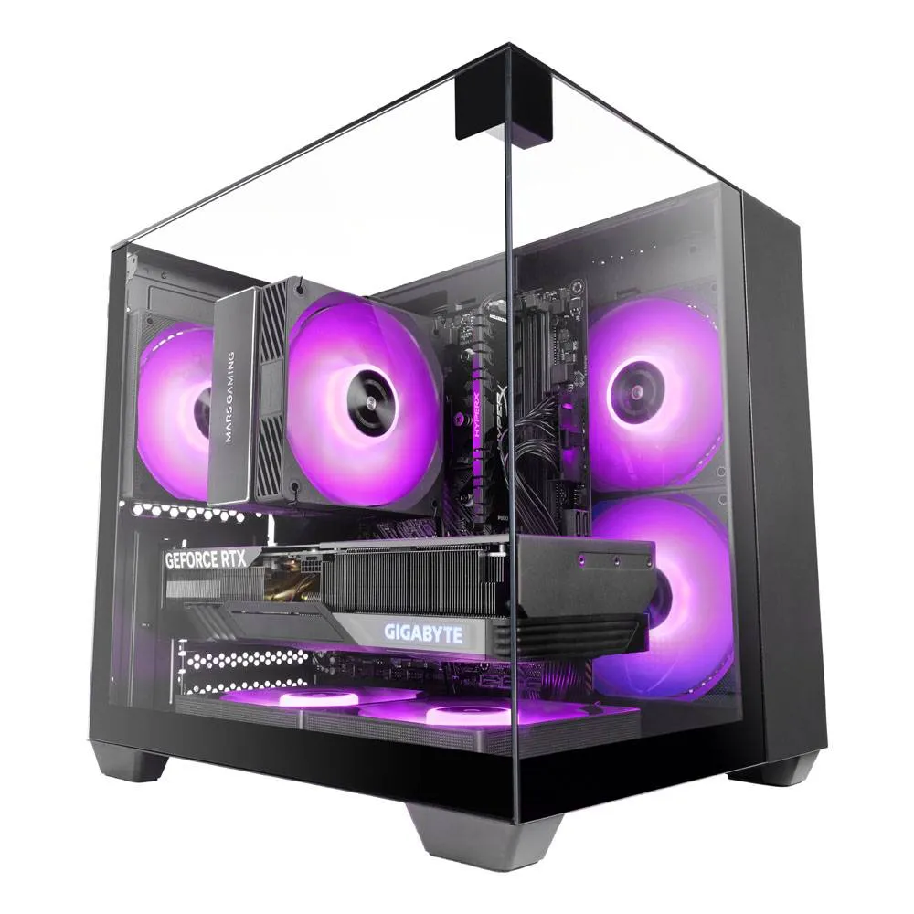Caixa Micro-ATX Mars Gaming MC-VISIONM Compact Gaming Tempered Glass Preta