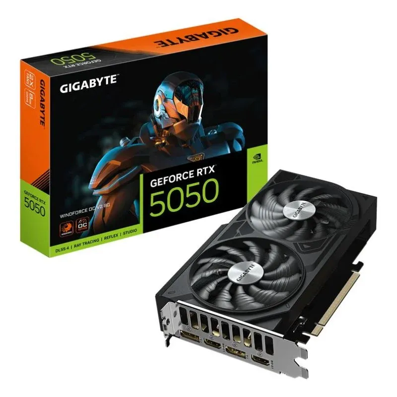 Tarjeta Gráfica GIGABYTE GeForce RTX 5050 WINDFORCE OC V2 8GB GDDR6 Reflex 2 RTX AI DLSS4