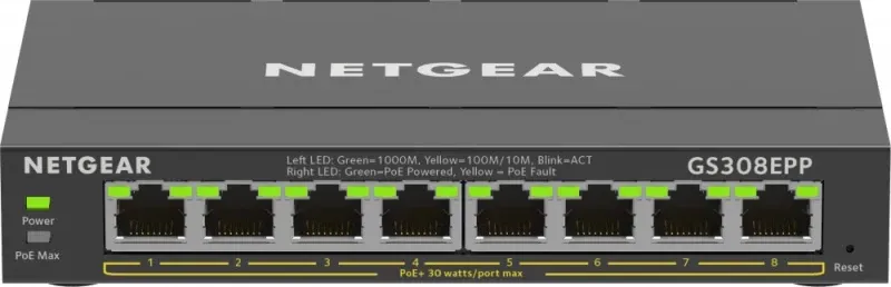 8-Port Gigabit Ethernet High-Power PoE+ Plus Switch (GS308EPP)
