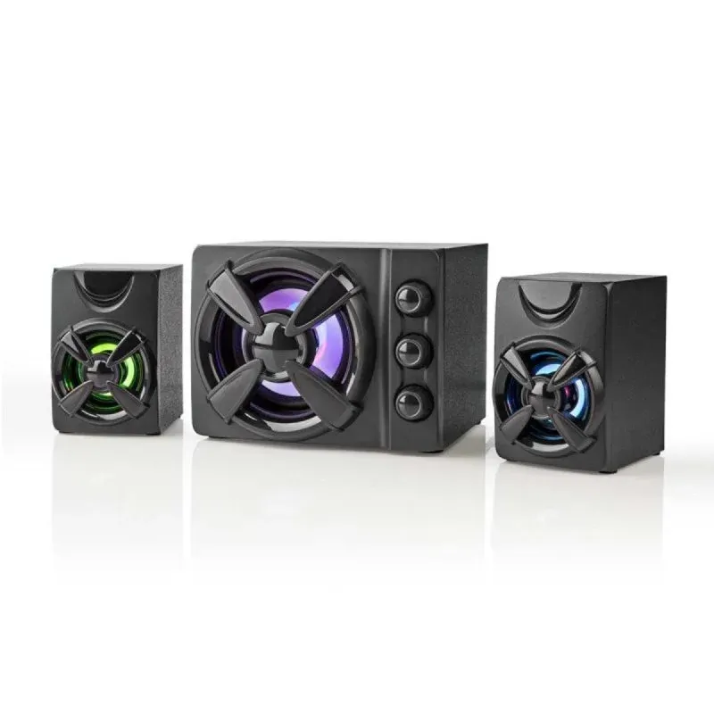 Nedis GSPR31021BK Altifalantes 2.1 Canais 11W USB com Equalizador e LED Pretos