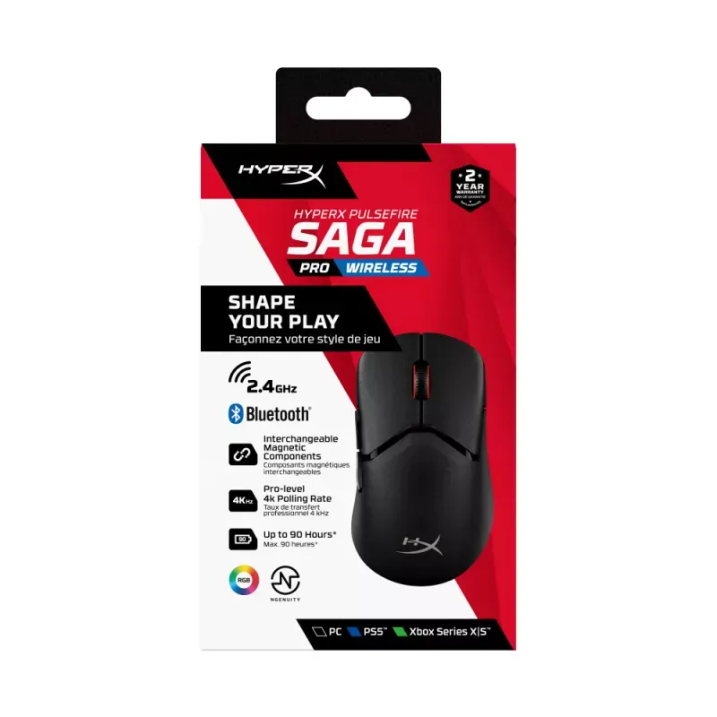 Rato HyperX Pulsefire Saga Pro Wireless 26000DPI Preto