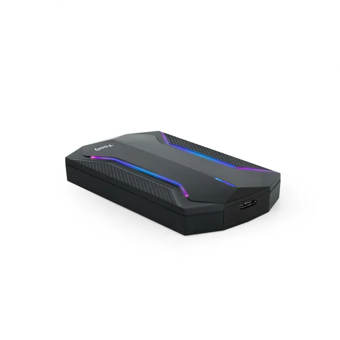 Caixa HDD Gaming Tooq 2.5" SATA (9,5mm) Tool Less USB 3.1 Gen 1 Plug & Play Preto RGB