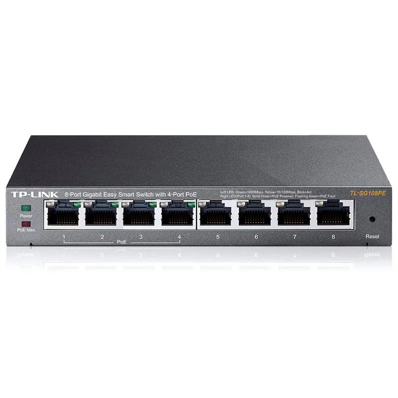 Switch TP-Link TL-SG108PE 8 Portas Gigabit Easy Smart c/ 4 Portas PoE+