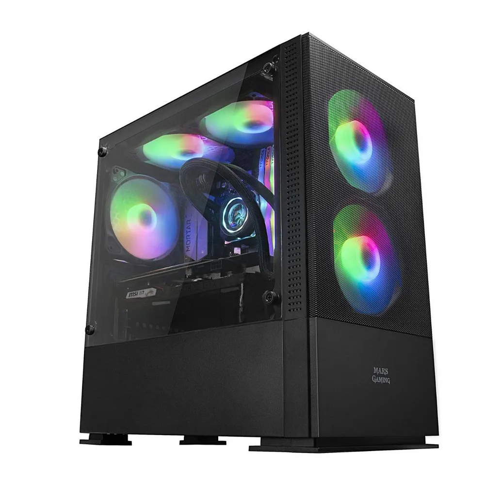 Caixa Micro-ATX Mars Gaming MCZ Compact Gaming RGB Preta