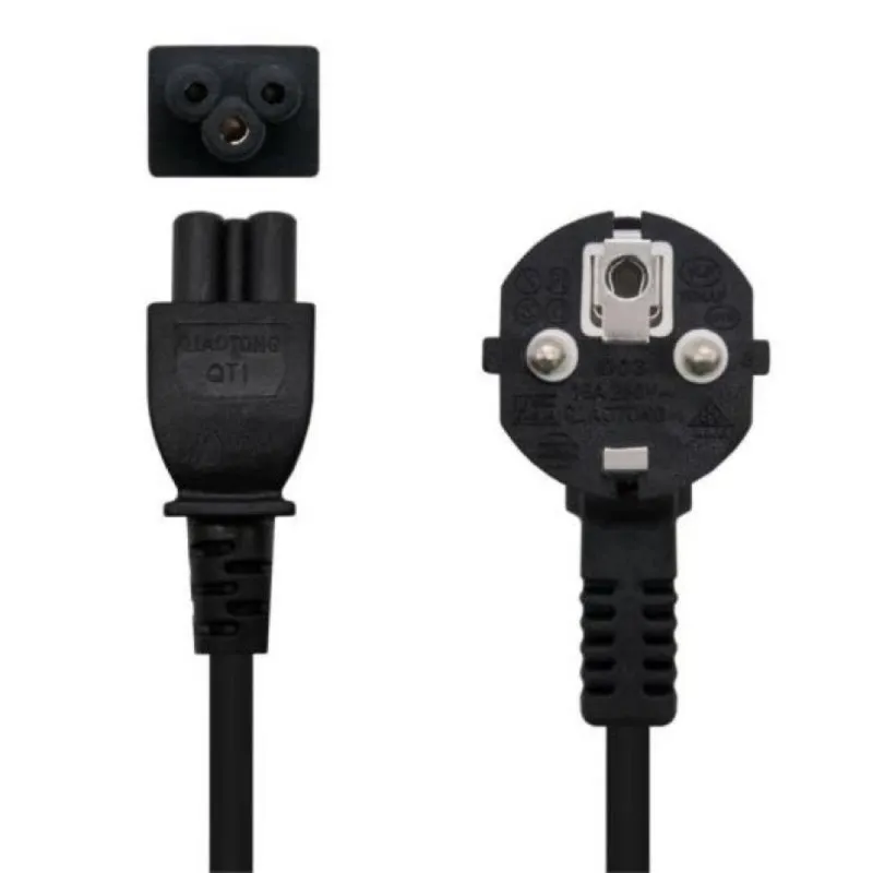 Cabo de Alimentação Nanocable Trébol CEE7 Macho C5 Hembra 2m Preto