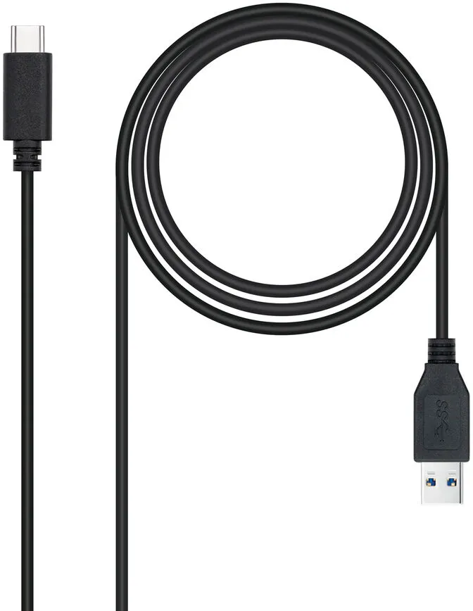 Cabo USB 3.1 Gen2 10Gbps 3A Nanocable USB-C/M > USB-A/M 2 M Preto