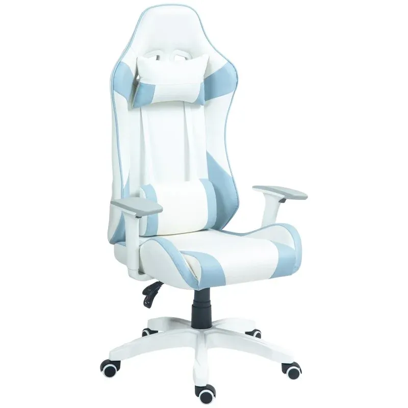 Cadeira giratória reclinável para jogos Homcom com almofada lombar 67x60x120-128cm azul
