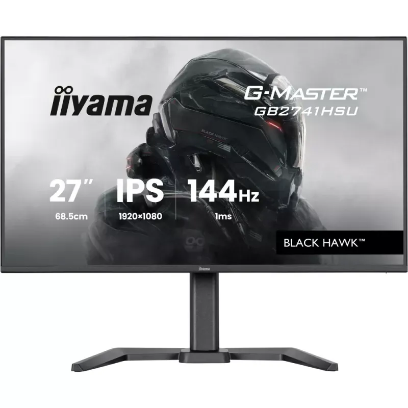 iiyama G-MASTER Black Hawk GB2741HSU-B1 - Monitor LED - gaming - 27" - 1920 x 1080 Full HD (1080p) @ 144 Hz - IPS - 350 cd/m² - 1500:1 - 1 ms - HDMI, DisplayPort - altifalantes - preto, mate