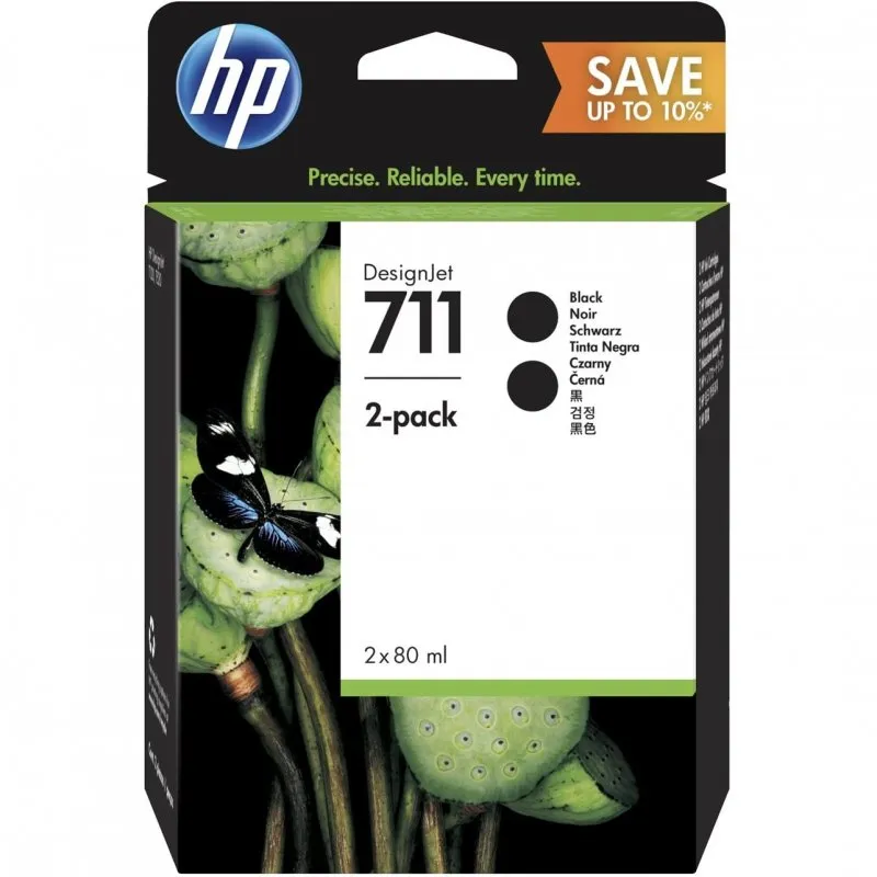 HP 711 Pack 2 Cartuchos Tinta Original Negro