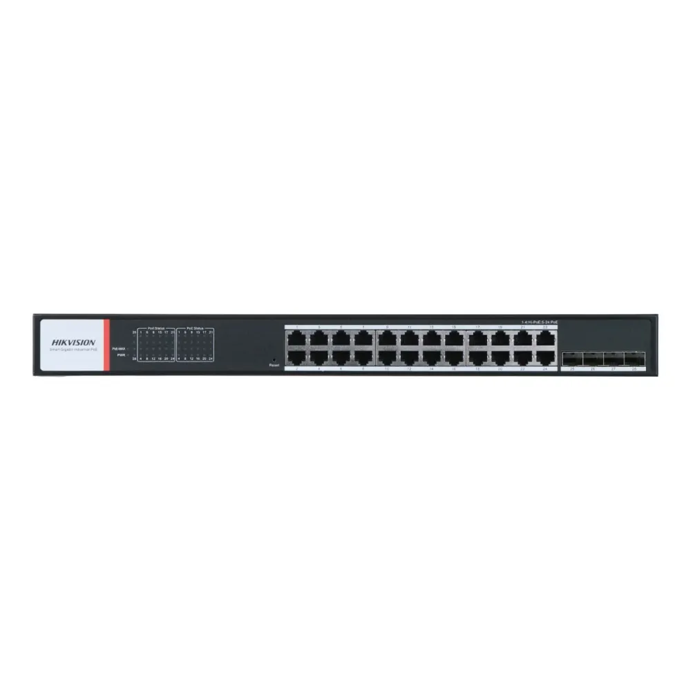 Switch Hikvision 24 Portas Gigabit PoE - DS-3T1528HP-SI-24P4F
