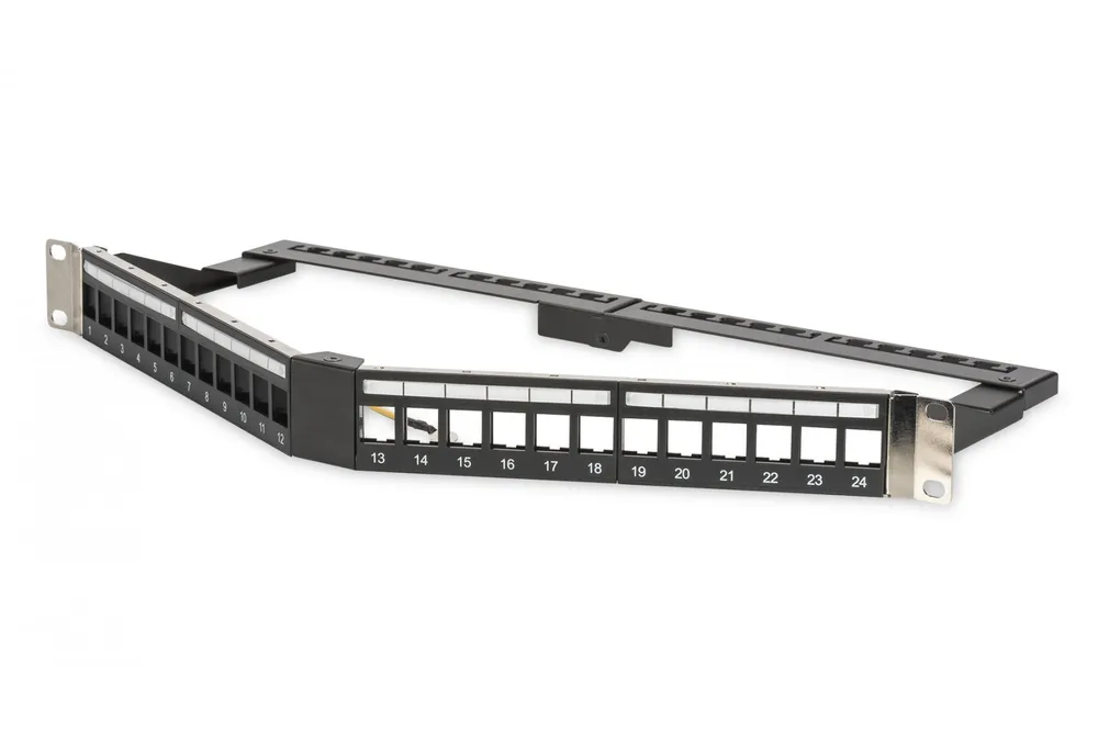 Painel de patch angulado 19" 24x keystone, blindado, 1U DN-91414S