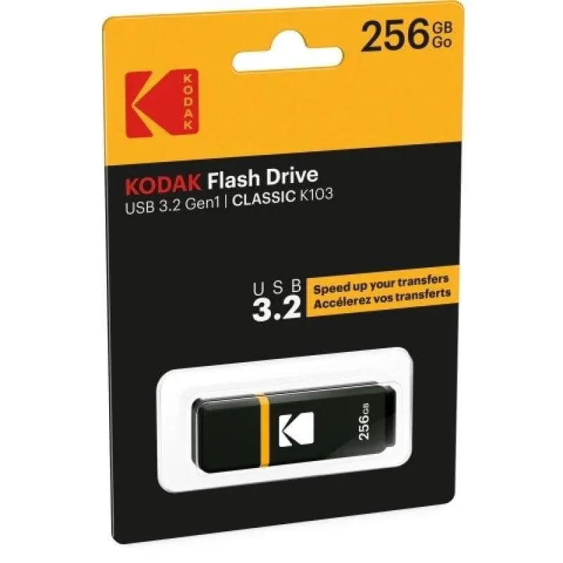 Pen Drive Kodak K100 256GB USB 3.1 compacto rápido resistente
