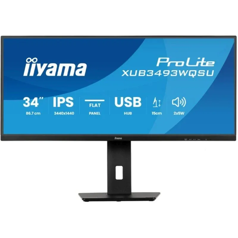 iiyama ProLite XUB3493WQSU-B6 34" IPS UltraWide QHD 120Hz HDR com Altura Regulável e FreeSync