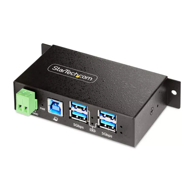 StarTech.com 4-Port Managed USB Hub with 4x USB-A, Heavy Duty with Metal Industrial Housing, ESD & Surge Protection, Wall/Desk/Din-Rail Mountable, USB 3.0/3.1/3.2 Gen 1 5Gbps - Hub - 3 x USB 3.2 Gen 2 + 1 x USB 3.2 Gen 1 - desktop, montável em trilho