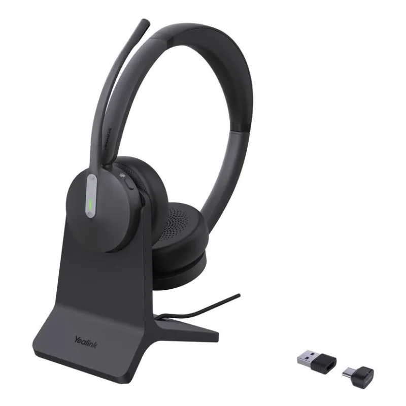 Auriculares Yealink BH70 Dual Inalámbricos Bluetooth Cancelamento de Ruído Microfone Base Carregamento Pretos