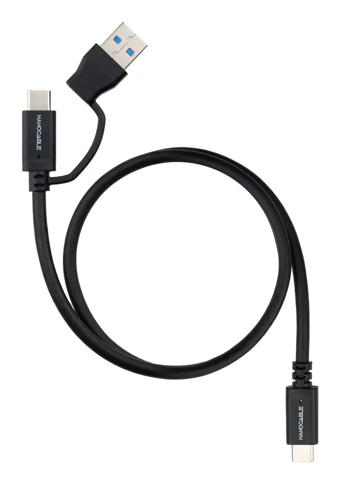 Cabo USB-C Nanocable 2 m com adaptador USB-A