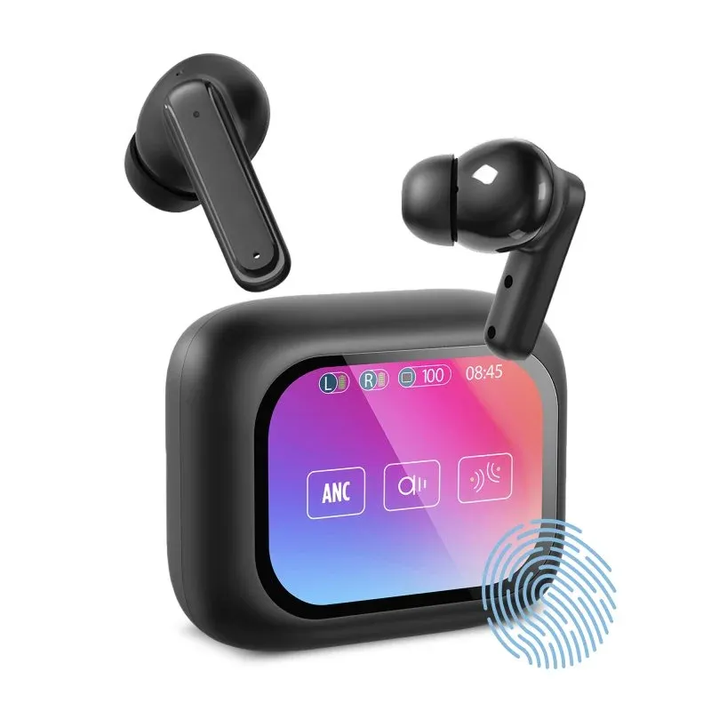 Ksix Vision Auriculares Sem Fios ANC com Ecrã Tátil 2.01'' Pretos