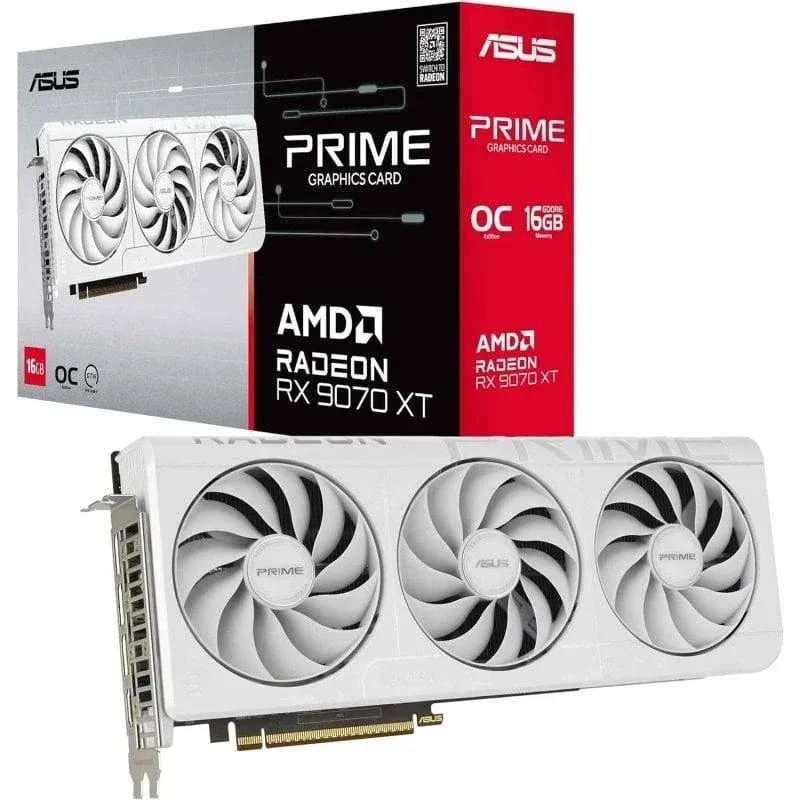 Placa gráfica Asus Radeon RX 9070 XT PRIME WHITE 16GB GDDR6 PCI Express 5.0