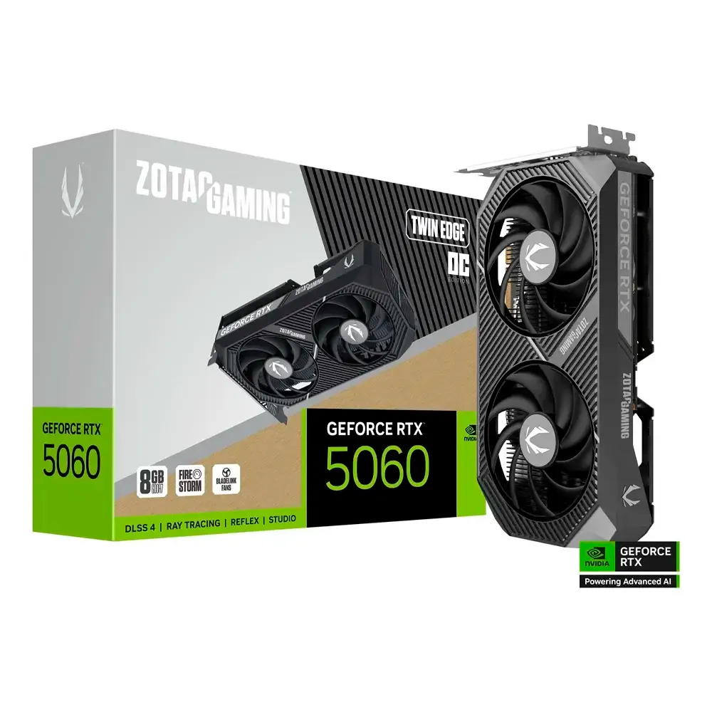Placa Gráfica Zotac Gaming NVIDIA GeForce RTX 5060 Blackwell Twin Edge OC 8GB GDDR7 DLSS4