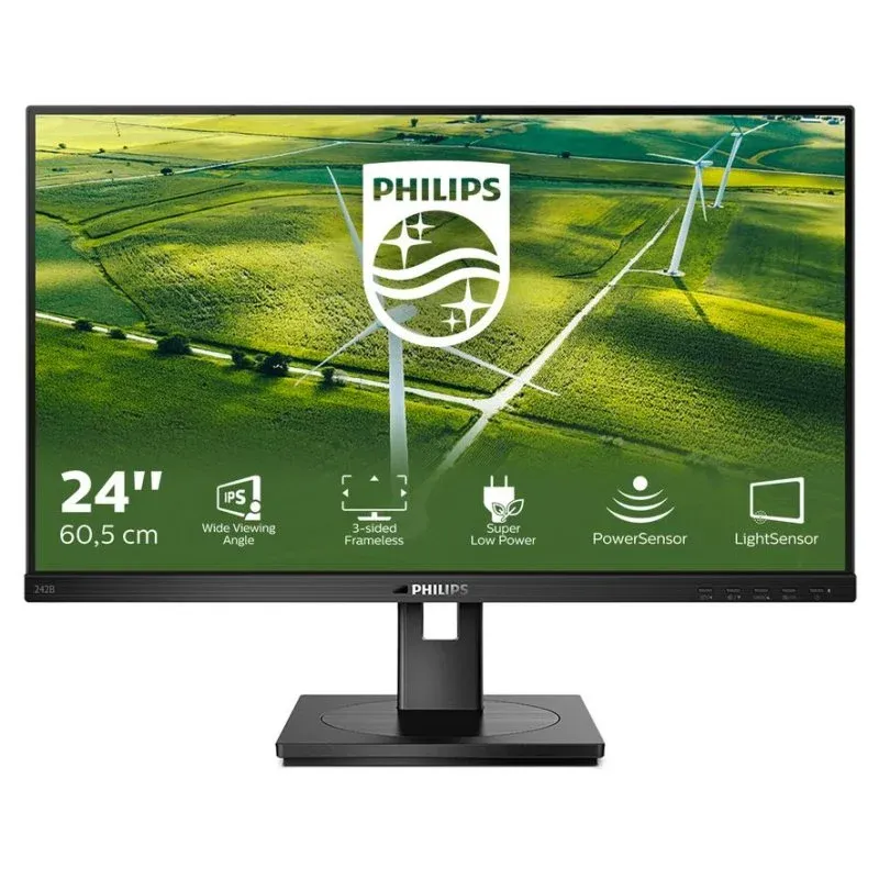 PHILIPS 242B1G/01 Monitor 23,8" FullHD 75Hz IPS 4ms com Altura Ajustável, USB e Altifalantes