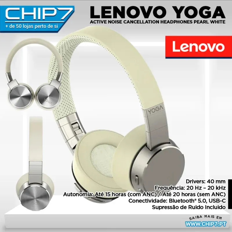 Yoga Active Noise Cancellation Headphones - Pearl White