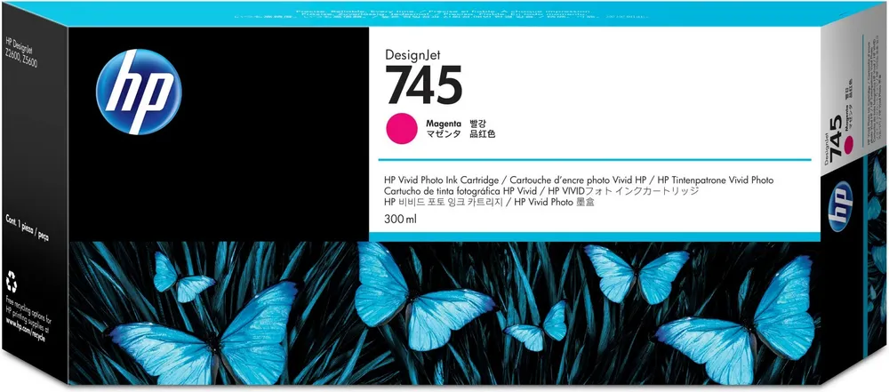 HP 745 300-ml DesignJet Magenta Ink Cartridge F9K01A