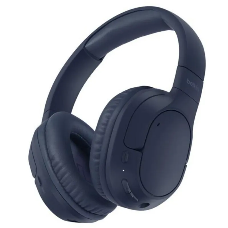 Auriculares Belkin AUD009HQBL sem fios Bluetooth com Cancelamento de Ruído, microfone integrado, Azul