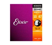 Jogo Cordas Guitarra Acústica Elixir 11002 Nanoweb Bronze Coated 010-047