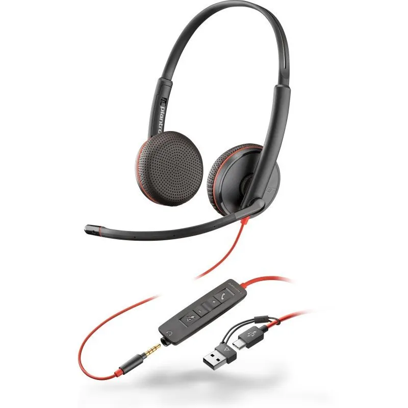 Poly Blackwire 3225 Headset Estéreo USB-C/USB-A/Jack 3.5mm Preto