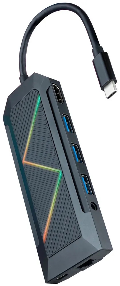 Hub USB-C Nanocable 3x USB-A / USB-C PD 3.0 (100W) / HDMI / RJ45 / TF / SD / Áudio