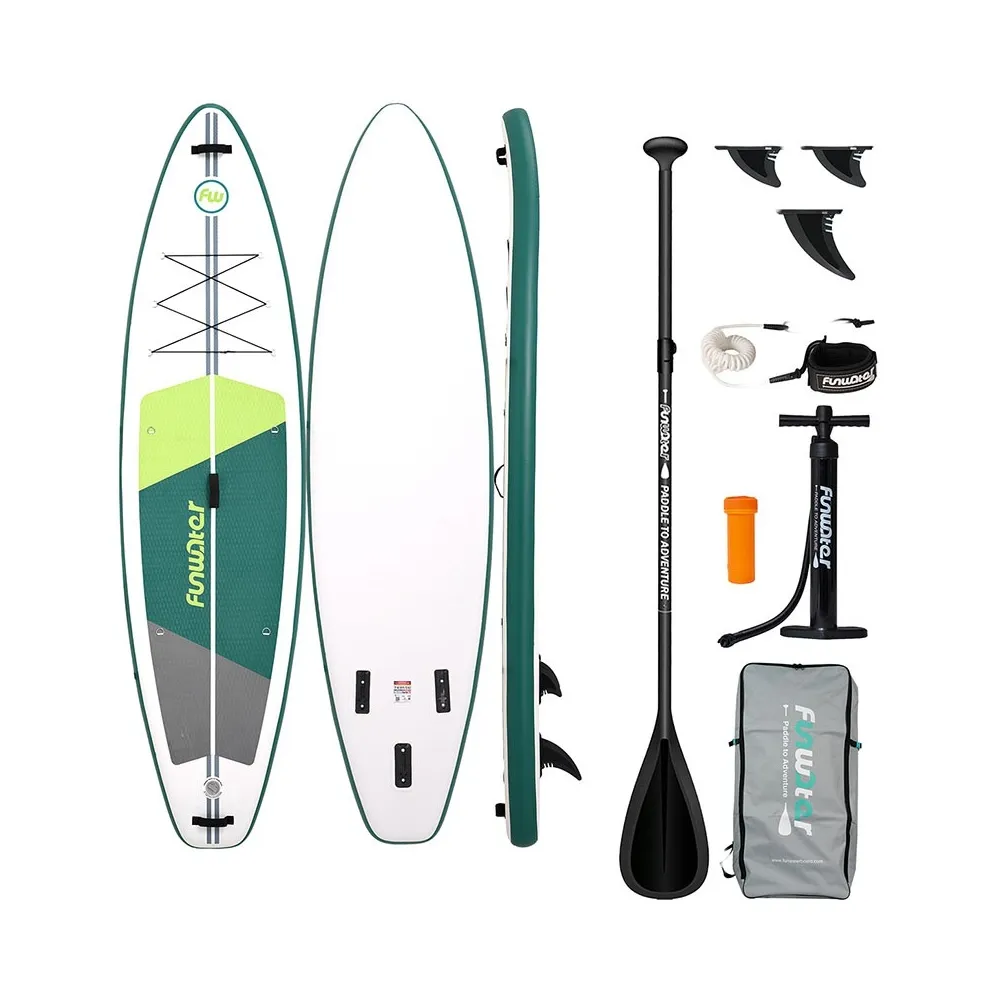 Prancha Stand Up Paddle Insuflável FunWater 3,35 m Verde/Branco com Acessórios - SUPFW69A
