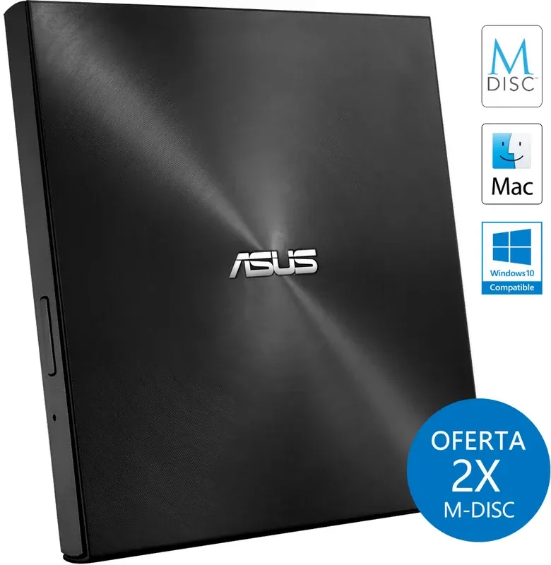 SDRW-08U7M-U/BLK - Zen Drive U7M Externo Ultra Slim, Leitura 8X, Gravação 4X, Suporte M-DISC - Preto