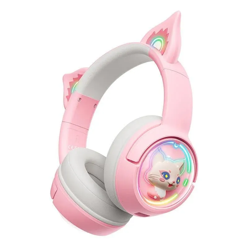 Auriculares ONIKUMA B5 sem fios Bluetooth 5.3 Gaming RGB Rosa