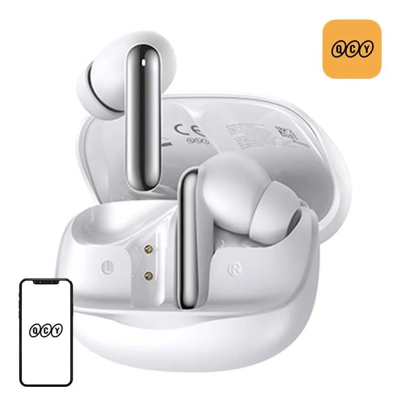 Auriculares QCY MeloBuds HT12 sem fios Bluetooth com Cancelamento de Ruído, microfone e IPX4 branco