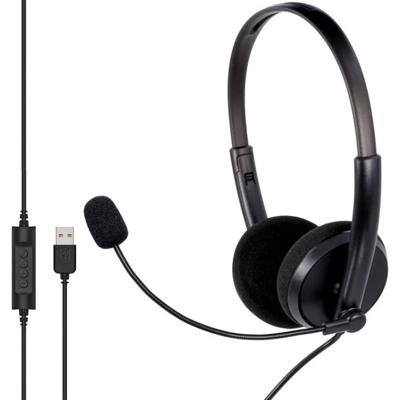 Auriculares Mozos MTX1091ECO com cabo USB para chamadas e controlo online preto