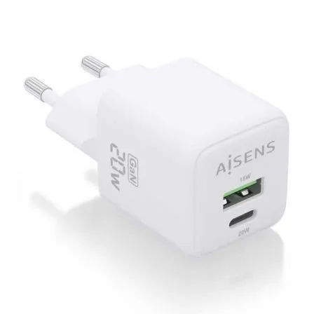 Carregador GaN 20W USB-C PD3.0 QC4.0 (Branco) - AISENS