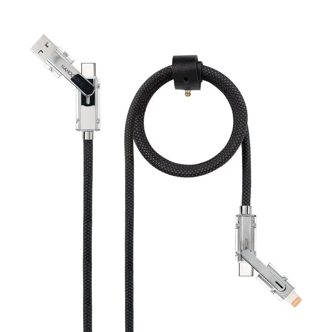 Cabo Nanocable USB-A/USB-C para USB-C/Lightning 27W 1m Preto/Cinza