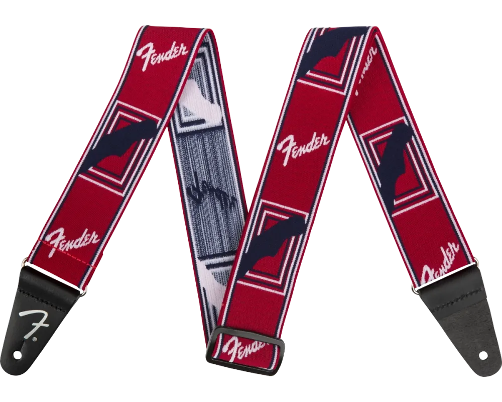 Fender WeighLess Monogrammed Strap Red/White/Blue, 2 inch
