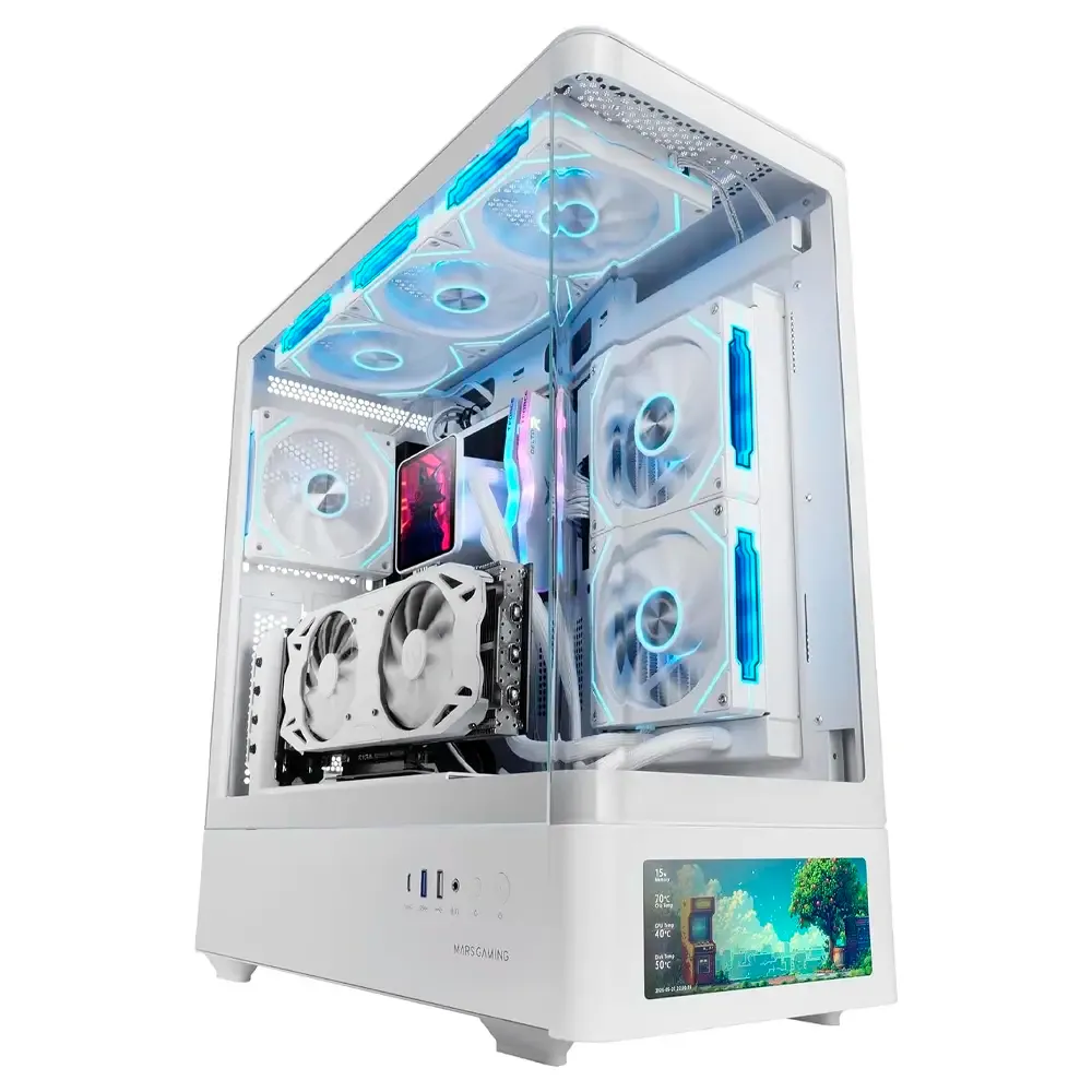 Caixa ATX Mars Gaming MC-LCDPRO LCD IPS 7.2 Tempered Glass Branca